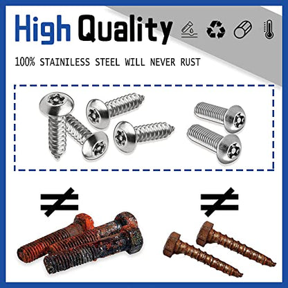 8PCS Anti Theft License Plate Screws Kit, Tamper Resistant Mounting Hardware, Stainless Steel License Car Plate Screws Set for Front Rear Tag Frame Holder