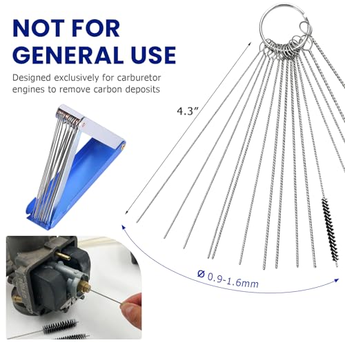 Carburetor Cleaning Tool Kit, Carb Jet Cleaning Kit with 10 Needles 5 Brushes 13 Wires, Stainless Steel Welding Torch Tip Cleaner for Motorcycle ATV Moped, Car Accessories