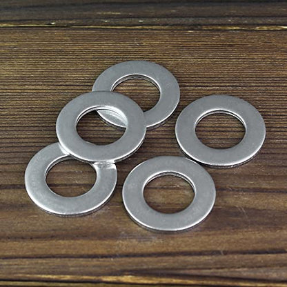 HELIFOUNER 100 Pieces M10 Flat Washers, 304 Stainless Steel, Inner Diameter 10mm, Outer Diameter 20mm, Thickness 1.5mm, Fender Washers, Metal Washers for Screws Bolts - size: M10