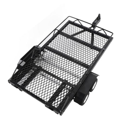 Flatbed Truck Toy, Dual Axle Heavy Duty RC Trailer, Metal Toy Trailer with Ramp and Hook for RC Crawler, Car, Farm Toys