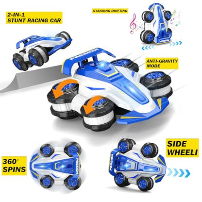 High Speed Drift Remote Control Stunt Deformation Car, Birthday Gifts, for Boys and Girls 4-16 Years Old (Sky Blue) - color: Sky Blue