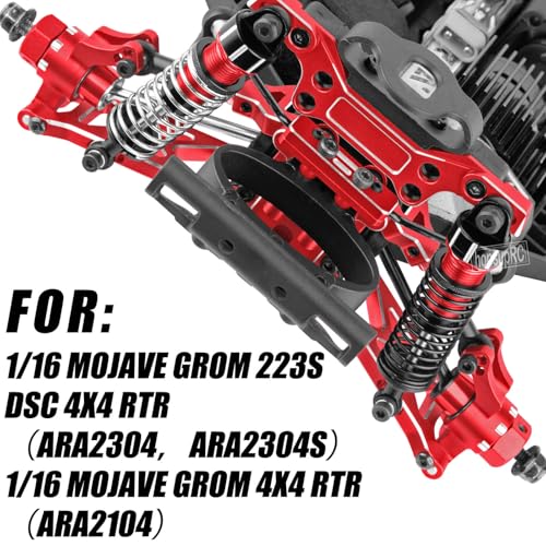 Upgrade Parts for 1/16 Mojave GROM 223S DSC 4X4 RTR,RC Shock& Arms&Drive Shaft CVD&Steering Knuckle Kit&Shock Tower&Adjustable Links&Steering Block&RC Gearbox&Sway Bar Kit,Red - color: Red(for 1/16)