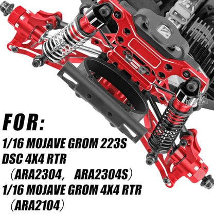 Upgrade Parts for 1/16 Mojave GROM 223S DSC 4X4 RTR,RC Shock& Arms&Drive Shaft CVD&Steering Knuckle Kit&Shock Tower&Adjustable Links&Steering Block&RC Gearbox&Sway Bar Kit,Red - color: Red(for 1/16)