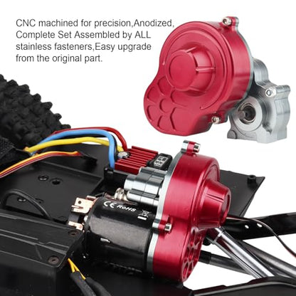 Full Metal 1/10 Scale RC Crawler Transmission Case Gear Box Assembled with Steel Metal Gears for Axial SCX10 RC Car Replacement