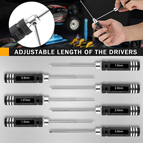Rc Tool Kit, Hex Screw Driver Set, Screwdriver Bit Set, for Traxxas Rc Car | Screwdriver Kit 0.9mm, 1.27mm, 1.3mm, 1.5mm, 2.0mm, 2.5mm, 3.0mm, Key Driver Repair Tools, for Rc Car Traxxas Helicopter 7pcs