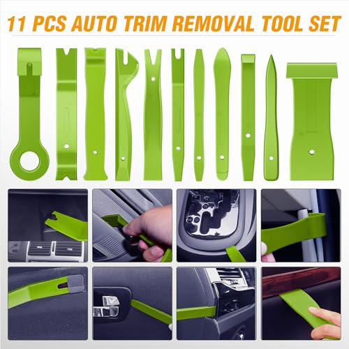 GOOACC 330Pcs Trim Removal Tool, Auto Push Pin Bumper Retainer Clip Set Fastener Terminal Remover Tool Adhesive Cable Clips Kit Car Panel Radio Removal Auto Clip Pliers, Green - color: Green