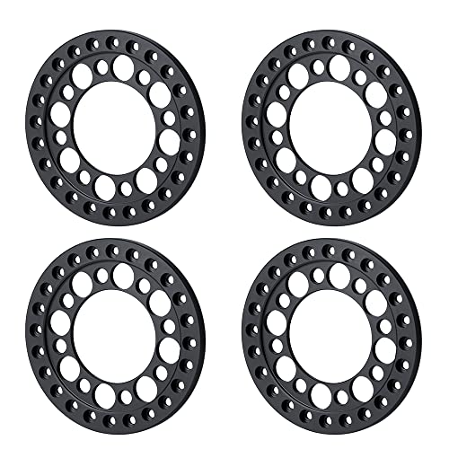 4pcs 2.2inch Aluminum RC Beadlock Wheel Replacement Ring for 1/10 RC Crawler Car 2.2" Wheels Rim (Black) - color: Black