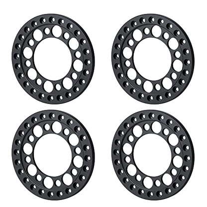 4pcs 2.2inch Aluminum RC Beadlock Wheel Replacement Ring for 1/10 RC Crawler Car 2.2" Wheels Rim (Black) - color: Black