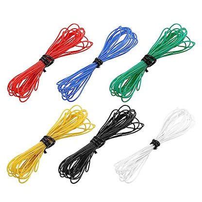 MECCANIXITY 30 Gauge Wire Silicone Wire 30AWG Electrical Wire Stranded Wire Tinned Copper Wire High Temp Hookup Wire 6 Color 3.0m/10ft for Car Model Electric Appliances 6pcs - size: 30AWG, 10ft