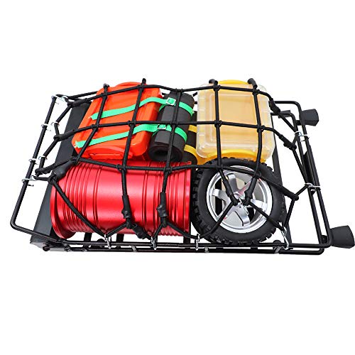 1/10 RC Elastic Luggage Net 19x12cm with Hooks for 1:10th RC Crawler Rock Climbing Truck Car D90 TRX4 Roof Rack (Black)