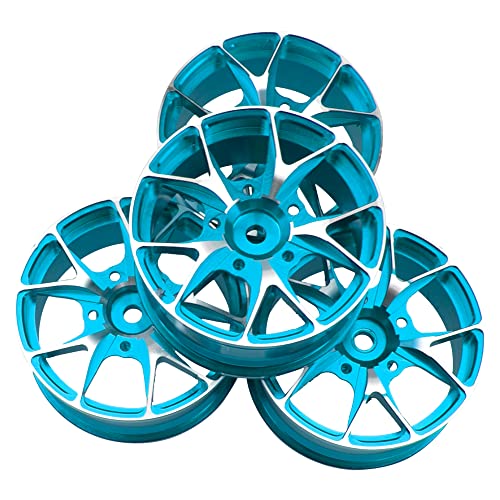 ShareGoo Metal Wheel Rims RC 12mm Hex Hubs 1/10 RC Drift On-Road Racing Touring Wheel Rim Compatible with HSP Tamiya Kyosho RedCat Sakura WLtoys Universal 1/10 RC Scales (Blue) - color: Blue