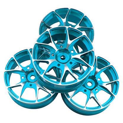 ShareGoo Metal Wheel Rims RC 12mm Hex Hubs 1/10 RC Drift On-Road Racing Touring Wheel Rim Compatible with HSP Tamiya Kyosho RedCat Sakura WLtoys Universal 1/10 RC Scales (Blue) - color: Blue