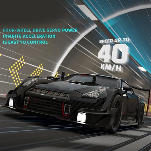RC Drift Car, 1:14 4WD 40KM/H High Speed RC Racing Car with LED Lights, 2 Batteries, Drifting and Racing Tires for Adults (Light Blue) - color: Light Blue