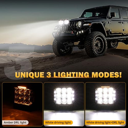 Auxbeam V-MAX Series 7" 228W Round Offroad Light Pod with 270° Side Shooter | 26100LM Offroad Light Bar, Spot Flood Combo Beam, 7Inch Cube Pod Lights with DRL & Back Light, LED pod Light for Jeep Truck - color: 7in Round LED Pod