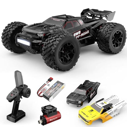 MJX 14207 1/14 Scale Brushless RC Truck, 4WD High Speed Off-Road RC Car with 2852 4200KV Motor, 50A ESC, Aluminum Chassis, 2.4GHz Remote, 7.4V 3000mAh Battery, RTR RC Monster Truck for Adults