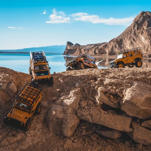 FMS 1/24 FCX24M RC Crawler RTR, Land Rover Series with Licensed, 1/24 RC Truck 4X4 Mini RC car with Lighting, 2.4Ghz Remote Control,Battery (Defender90)
