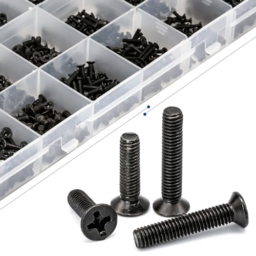 NINDEJIN 720pcs Laptop Notebook Computer Carbon Steel Screws Kit Set, Flat Head Phillips Screw Assortments, M1.4/1.7/2/2.5/3 Countersunk ssd Screws Accessories for SSD Toshiba DELL Sony Samsung | Machine Computer Screws Screws set, Carbon Steel , for Many