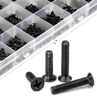 NINDEJIN 720pcs Laptop Notebook Computer Carbon Steel Screws Kit Set, Flat Head Phillips Screw Assortments, M1.4/1.7/2/2.5/3 Countersunk ssd Screws Accessories for SSD Toshiba DELL Sony Samsung | Machine Computer Screws Screws set, Carbon Steel , for Many