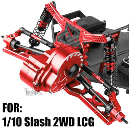 Upgrades Parts for 1/10 Slash 2WD LCG,Carbon Skid Plate&Aluminum RC Shocks&Drive Shaft CVD&A Arms&Steering Block&272R Gearbox&Adjustable Links&Shock Tower&Front Bulkhead,Red - color: Red(hops Up)