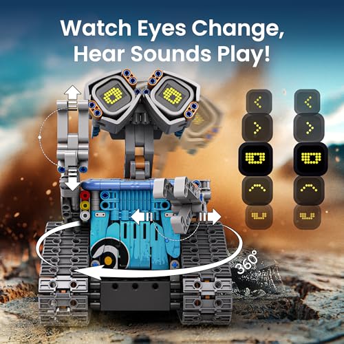 Sillbird Building Robot Kit STEM Gifts for Kids 8-13 with Remote Control | Coding Robotic Set, Birthday Presents for Boy, App-Controlled, Buildable 5in1 Models, Rechargeable Toy, LED Eyes, 473 Pieces - color: Gray-blue