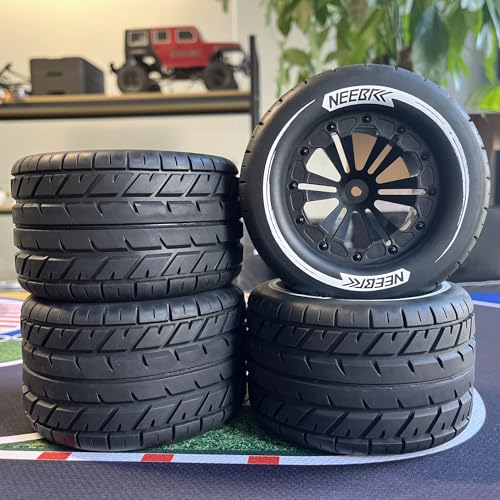 PreGlued 12mm Hex Hubs RC Truck Tires and Wheels for 1/10 Monster Car RC Off-Road Buggy Model Truck Redcat HPI Traxxas | 115mm Monster Tires;