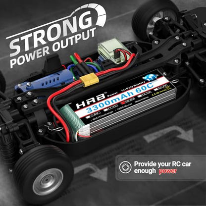 HRB 4S 3300mAh Lipo Battery 60C 14.8V XT60 Compatible with RC Plane