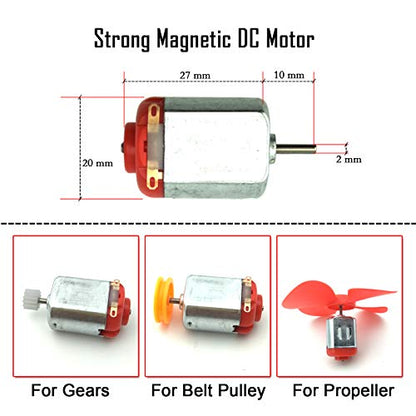 6 Set DC Motors Kit, Mini Electric Hobby Motor 3V -12V 25000 RPM Strong Magnetic with 86Pcs Plastic Gears, 9V Battery Clip Connector,Boat Rocker Switch,Shaft Propeller for DIY Science Projects