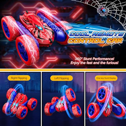 Spider RC Cars Remote Control Car, Double Sided 360°Flip 4WD Rechargeable | RC Drift Car,Toys for 3-12 Year Old Boys,Toys for Ages 5-7 Toys for Ages 8-13 Christmas Basket Stuffers