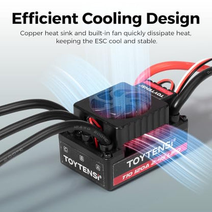 120A Waterproof Brushless ESC, 2-4S LiPo Sensorless Speed Controller for 1/10 RC Car, Truck, Buggy, Truggy, Pre-soldered XT90 & 4.0mm Bullet Connectors, 32-bit MCU - T10 Series - style: 1/10 120A 2-4S XT90