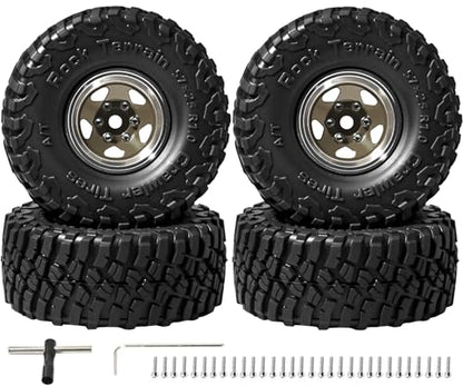 1.0 Beadlock Wheel Soft Tire Set RC Upgrade Part for Traxxas 1/18 TRX4M 1/24 RC Crawlers car Axial SCX24 FMS FCX24 Gladiator Bronco C10 JLU Deadbolt B17 Upgrade.(4Pcs/Set) - color: Bronze