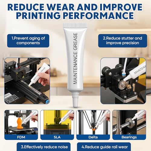 MTLEE 2 Pcs 3D Printer Gear Grease None Toxic Odorless Noise Reduce & Lubricating Oil Lubricant Guide Rail Grease Compatible with Bambu lab X1C/A1/A1 mini/P1S/P1P/K1/K1 Max 3D Printer Accessories(10g)