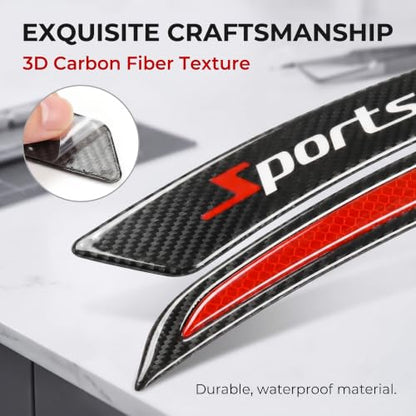 4 PCS Car Wheel Eyebrow Strips, Carbon Fiber Sports Style Fender Flare Protector, Reflective Anti-Collision Fender Edge Trim Stickers, Universal for Most Cars SUVs Trucks (Red) - color: Red