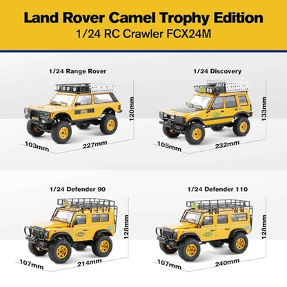 BEEZRC FMS 1/24 RC Crawler RTR FCX24M Land Rover Family Camel Trophy Edition Licensed RC Model 4WD RC Rock Truck 2.4Ghz Hobby Grade RC Car Model Mini Off Road Vehicle with Battery (Defender 110) - color: Defender 110