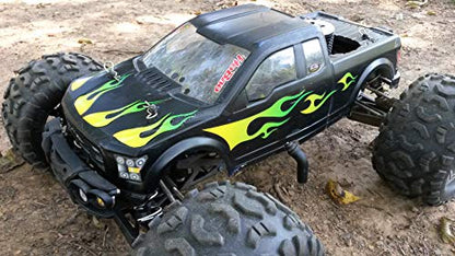 RC car Truck - Tribal Flames - 10pc Body Decal kit - Universal for Arrma Losi HPI Axial Traxxas Redcat Tekno 1/10 1/8 Scale Rock Crawler Stickers (Yellow/Green) - color: Yellow/Green