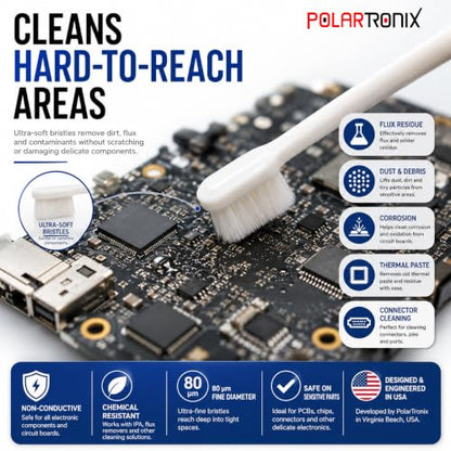 Precision PCB Cleaning Brush with 10,000 Ultra-Fine Bristles – Flux Remover for Circuit Boards, IC Chips, BGA Pads, Phones, Tablets, & Electronics Maintenance