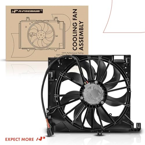 A-Premium Engine Radiator Cooling Fan Assembly with Brushless Motor | Compatible with Select Jaguar Models - XF 2010-2015, XJ 2010-2019, XFR 2010-2015, XFR-S 2013-2015, XJR, XJR575, XKR, XKR-S