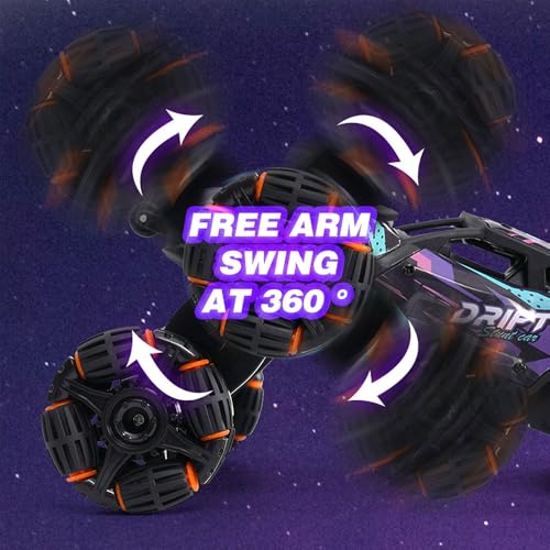 Six-wheel RC Control Racing Car Spray Off Road Truck Function That Can Turn Back & Forth 4-Channel Double Sided Remote Control Expert Drift Twisting Plastic Stunt Car 500m Range for Indoor-Outdoor Use