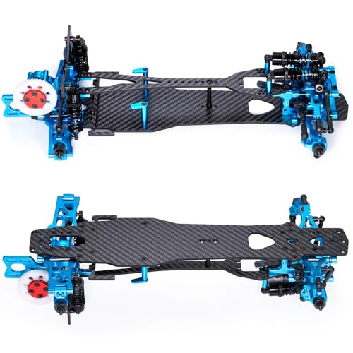 MORLORDY Aluminum & Carbon Fiber RC Chassis Frame Body Kit for 1/10 D5/ D5MINI+SR RC Drift Racing Car, with 4Pcs Wheels Tires Set & Shocks & Accessories (D5+SR) - style: D5+SR