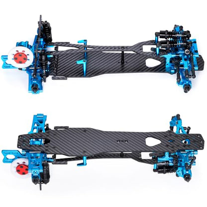 MORLORDY Aluminum & Carbon Fiber RC Chassis Frame Body Kit for 1/10 D5/ D5MINI+SR RC Drift Racing Car, with 4Pcs Wheels Tires Set & Shocks & Accessories (D5+SR) - style: D5+SR