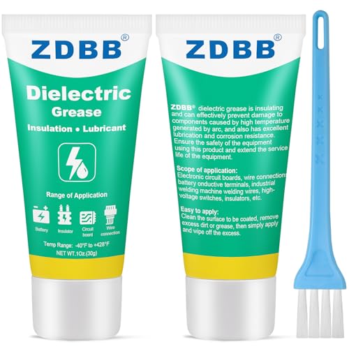 ZDBB Silicone Dielectric Grease for Electrical Connectors, Die Electrical Contact Grease Spark Plug, Battery Terminal, Marine Automotive Waterproof Insulation Protection with Brush 1oz (2pcs) - size: 2 Pack(1 OZ)