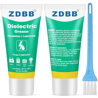ZDBB Silicone Dielectric Grease for Electrical Connectors, Die Electrical Contact Grease Spark Plug, Battery Terminal, Marine Automotive Waterproof Insulation Protection with Brush 1oz (2pcs) - size: 2 Pack(1 OZ)