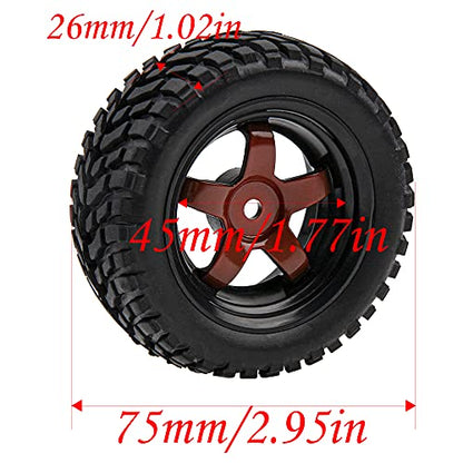 12mm Hex Hub 75mm/2.95'' Rubber Tires & Plastic Wheel Rims with Foam Compatible with HSP Tamiya HPI Kyosho 1/10 On-Road Touring Car,WLtoys 1/14 144001 RC Buggy (5-Spoke) - style: 5-Spoke
