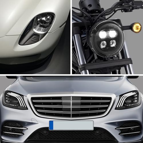 Car Lamp Film 12 X 48inch Cuttable and Stretchability, Non-Marking Self-Adhesive Decals Car Decor, Car Headlight Taillight Fog Lamp Packaging Protective Film, Black - color: Black