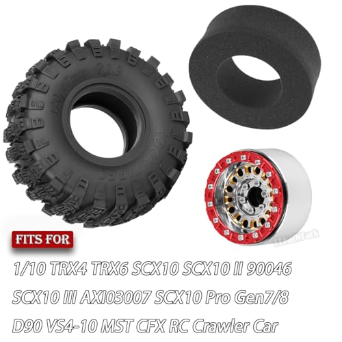 1.9 Brass Wheel Tires for 1/10 SCX10 SCX10 II 90046 SCX10 III AXI03007 SCX10 Pro TRX4 TRX6 Gen7/8 D90 VS4-10 MST CFX RC Crawler Car,1.9 Brass&Aluminum RC Off Road Wheels and Tires,Silver - color: Silver - (4pcs Wheel Tires)
