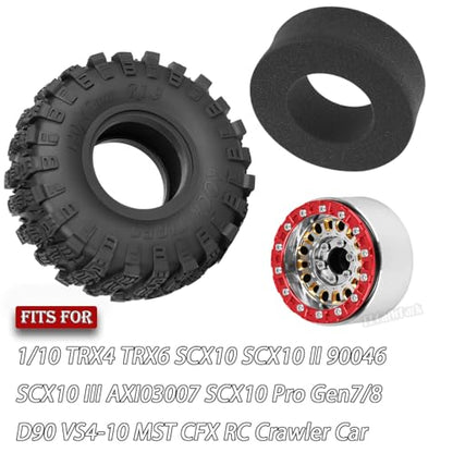 1.9 Brass Wheel Tires for 1/10 SCX10 SCX10 II 90046 SCX10 III AXI03007 SCX10 Pro TRX4 TRX6 Gen7/8 D90 VS4-10 MST CFX RC Crawler Car,1.9 Brass&Aluminum RC Off Road Wheels and Tires,Silver - color: Silver - (4pcs Wheel Tires)