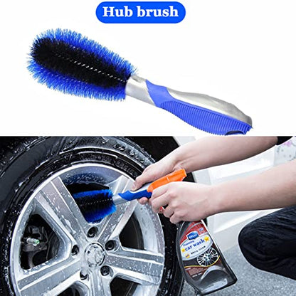 BMLEI Car Wash Brush with Long Handle, 15° Curved Cleaning Mop Car Wash Kit | Microfiber Replacement Head, Car Duster Exterior, Extension Pole, , Scratch-free, Car Cleaning Brush for Cars Trucks RV Boats - color: 5pcs Blue Mop Washing Set