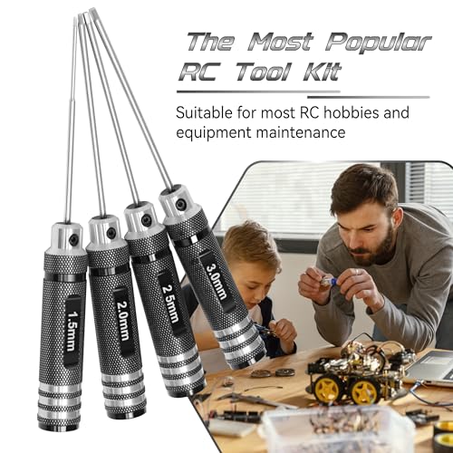 Speedybee RC Hex Driver Kit: 4pcs RC Tools Set 1.5mm 2.0mm 2.5mm 3.0mm Screw Driver for FPV Drone Quadcopter RC Car Helicopter Models, silver