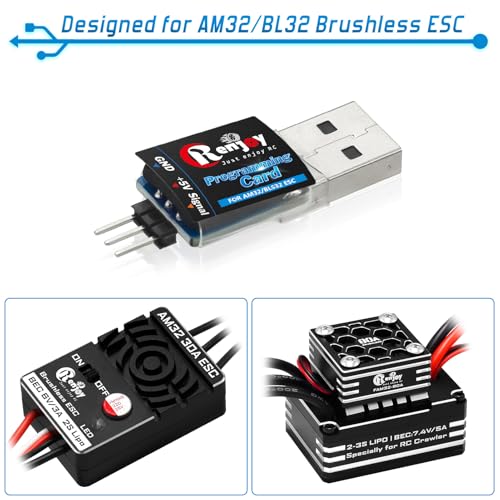 3548 1400KV Brushless Outrunner Motor with AM32 80A Brushless ESC Electric Speed Controller and USB Linker Programming Card for 1/10 Remote Control Crawler Upgrade - size: 1400KV, w/ Programming Card