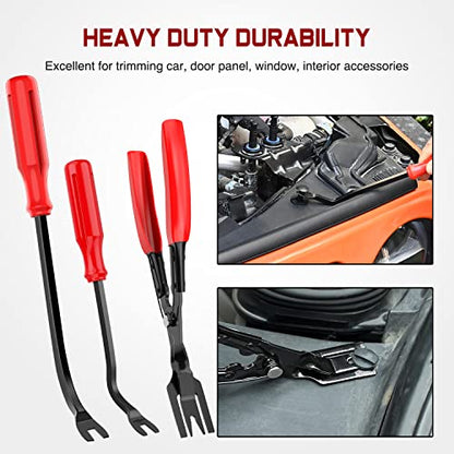 Nilight 238Pcs Trim Removal Tool, Auto Push Pin Bumper Retainer Clip Set | Fastener Terminal Remover Tool Adhesive Cable Clips Kit Car Panel Radio Removal Auto Clip Pliers - color: 238 Clips+ Remover Tools Red
