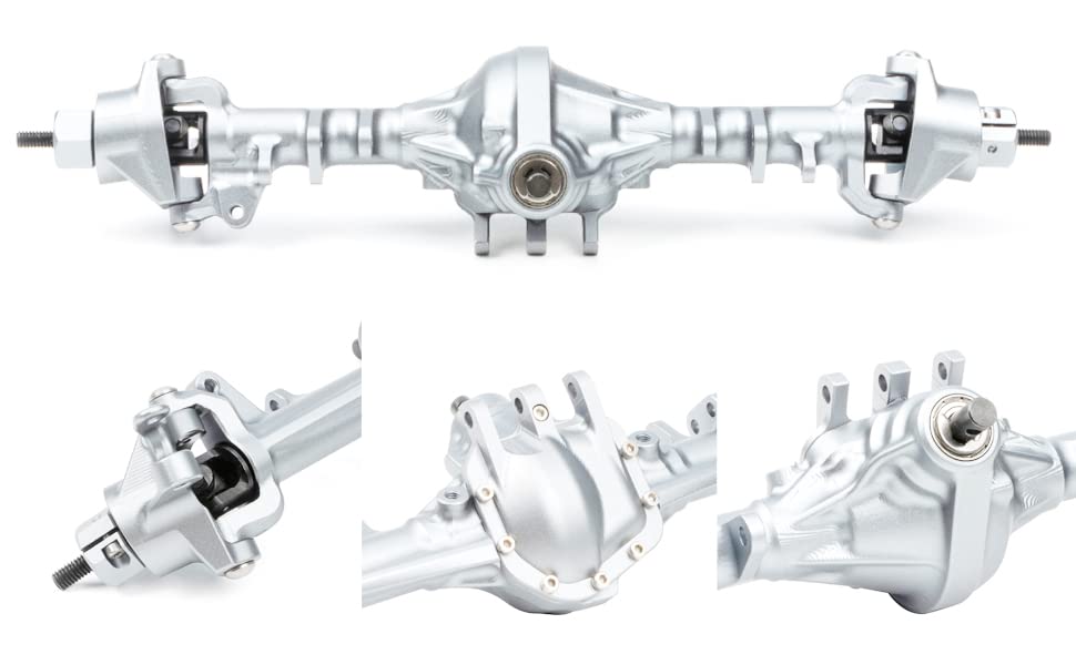 Aluminum Front & Rear Axles CNC Complete Axle Set for 1/10 RC Crawler Car Axial SCX10 II RGT 86100 Redcat GEN8 Element Enduro CC01 (Silver Front Rear Axle) - color: Silver Front Rear Axle
